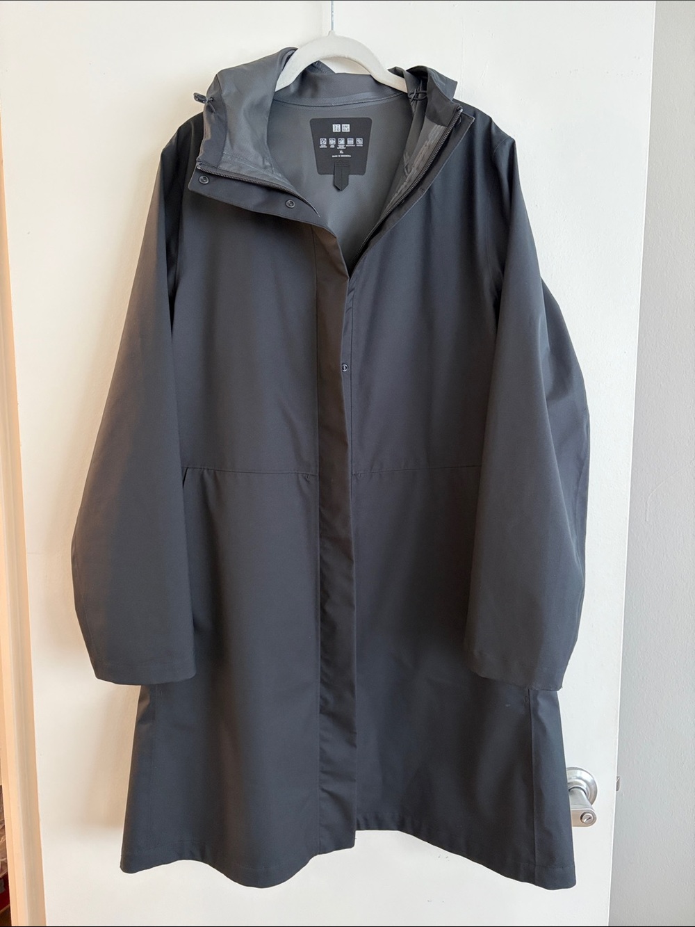 Uniqlo Black Hooded Trench Coat